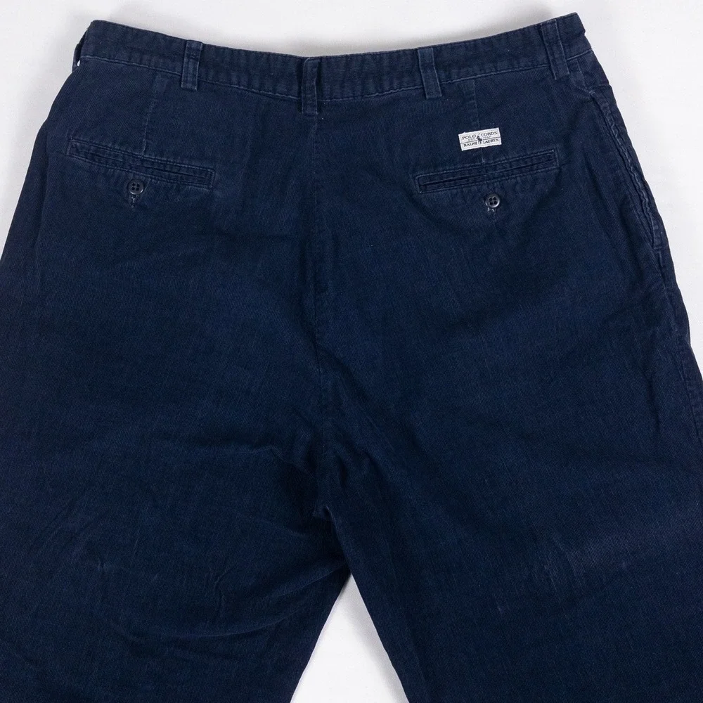Polo Ralph Lauren Corduroy Pants Mens 36 Navy Blue Vintage 90s Straight Fit USA‎
